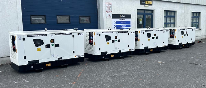 Four JCB G45QS generators in a row